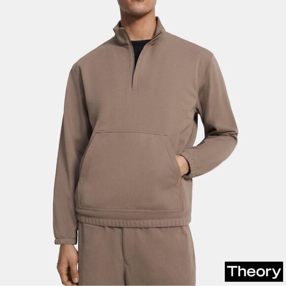 Theory **NWT** Reeve Half-Zip Trainer in Fossil - Picture 1 of 9